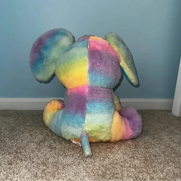 Peek-a-Boo Plush Tye Dye Rainbow Elephant Like New Condition 16.5 inches tall - Picture 12 of 13